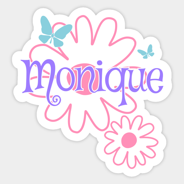 Monique Girls Name Daisy Butterflies Monique Name Sticker TeePublic